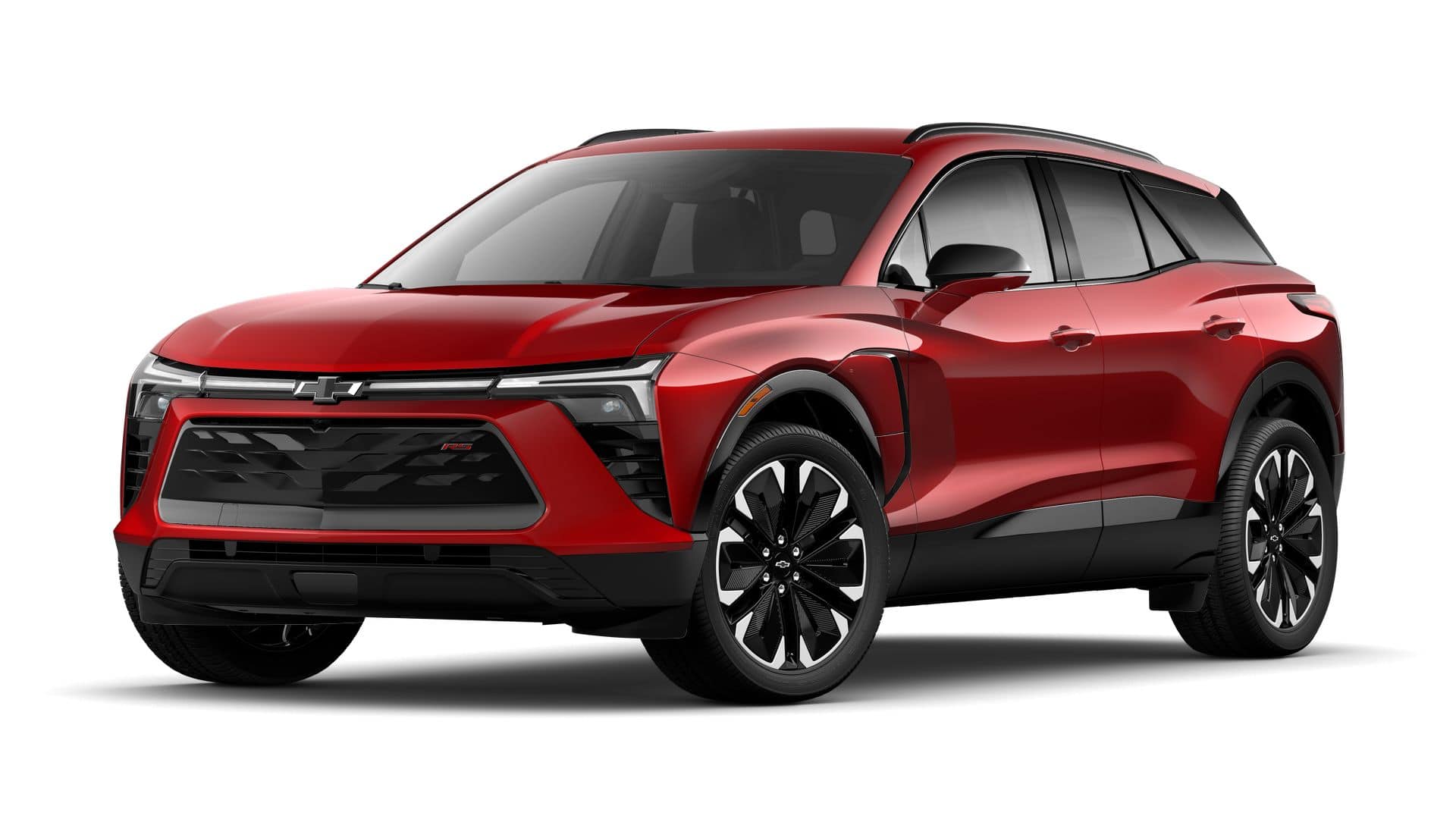 2024 Chevrolet Blazer EV RS in Radiant Red Tintcoat — front three-quarter view